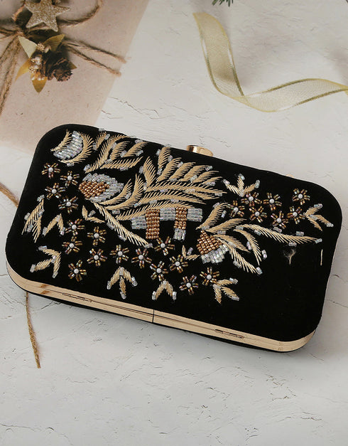 Navy Blue Heavy Designer Handworked Clutches-Accessories