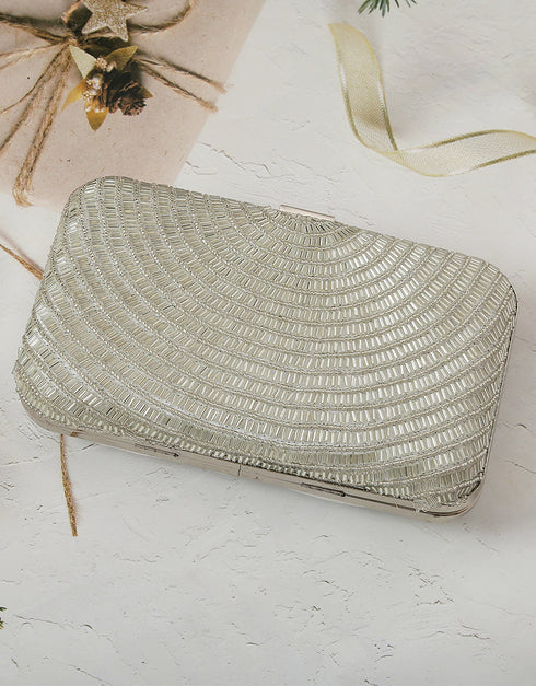 Blue Designer Printed Heavy Clutches-Accessories