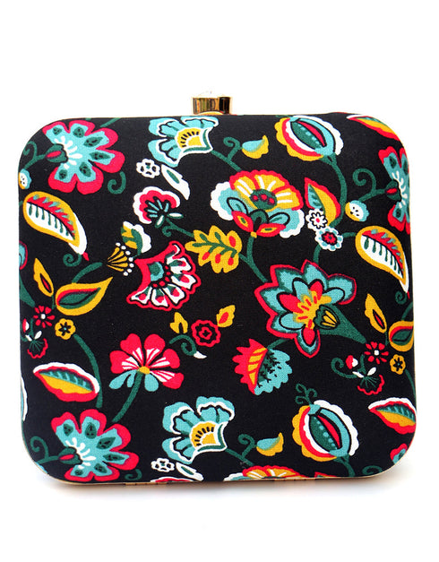 Black Designer Printed Heavy Clutches-Accessories