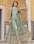 Designer Heavy Butterfky Ner Salwar Suit Collection Sky Blue Pure Butterfly Net Pant Anarkali Close-up View