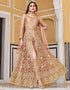 Designer Heavy Butterfky Ner Salwar Suit Collection Peach Pure Butterfly Net Pant Anarkali Close-up View