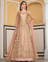 Designer Heavy Butterfky Ner Salwar Suit Collection Peach Pure Butterfly Net Pant Anarkali Front View