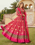 Traditional Function Wear Heavy Readymade Gown With Dupatta Collection Pink Pure Dolla Jacquard Suit Close-up View