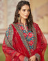 Traditional Function Wear Heavy Readymade Gown With Dupatta Collection Red Pure Dolla Jacquard Suit Side View