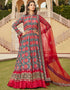 Traditional Function Wear Heavy Readymade Gown With Dupatta Collection Red Pure Dolla Jacquard Suit Front View