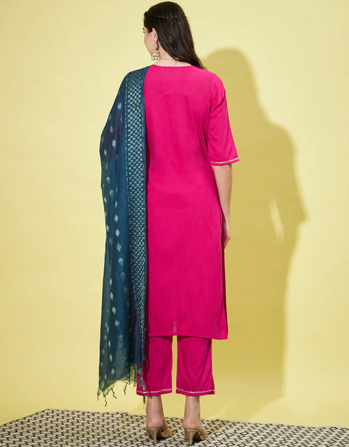 Traditional Function Wear Cotton Silk Blend Readymade Suit Collection Pink Cotton Silk Blend Pant Straight Side View