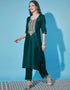 Traditional Function Wear Cotton Silk Blend Readymade Suit Collection Teal Cotton Silk Blend Pant Straight Back View