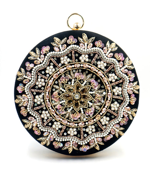 Rani-Pink Designer Embroidery Heavy Clutches-Accessories