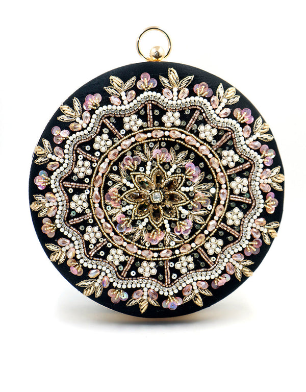 Rani-Pink Designer Embroidery Heavy Clutches-Accessories