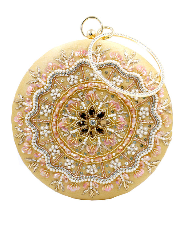 Mint Green Designer Embroidery Heavy Clutches-Accessories