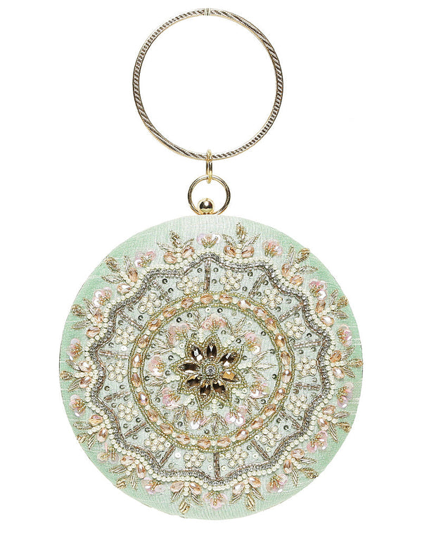 Rani-Pink Designer Embroidery Heavy Clutches Accessories