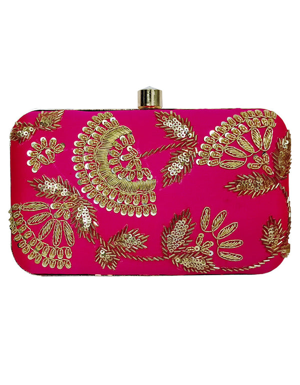 Baby Pink Designer Embroidery Heavy Clutches Accessories
