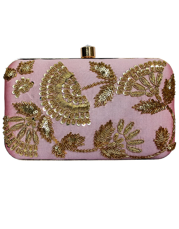 Green Designer Embroidery Heavy Clutches Accessories