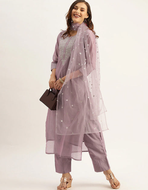 Purple Chanderi Silk Suit Pant