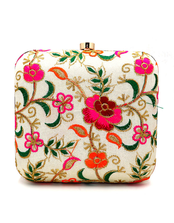 Gold Designer Embroidery Heavy Clutches-Accessories