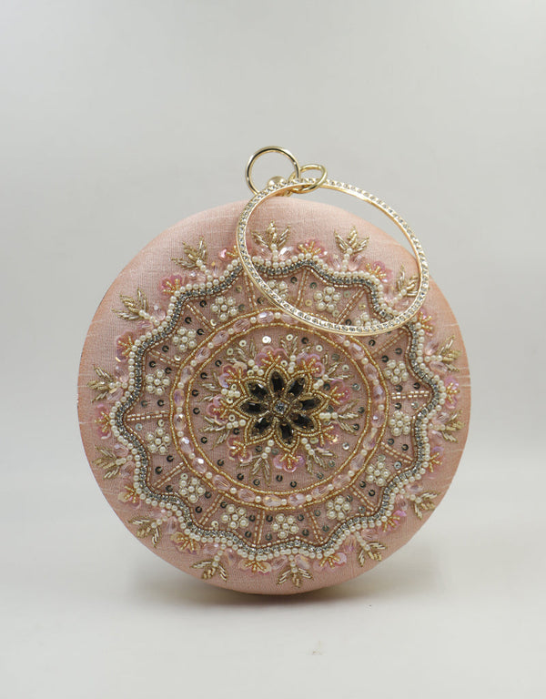 Purple Designer Embroidery Heavy Clutches-Accessories