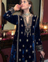 Designer Party Wear Salwar Suit Collection Blue Velvet Pant Straight Close-up View