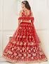 Designer Wedding Wear Heavy Butterfly Net Lehenga Choli Collection Red Butterfly Net Lehenga Choli Back View