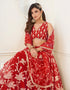 Designer Wedding Wear Heavy Butterfly Net Lehenga Choli Collection Red Butterfly Net Lehenga Choli Front View
