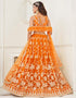 Designer Wedding Wear Heavy Butterfly Net Lehenga Choli Collection Orange Butterfly Net Lehenga Choli Back View
