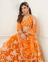 Designer Wedding Wear Heavy Butterfly Net Lehenga Choli Collection Orange Butterfly Net Lehenga Choli Front View
