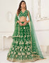 Designer Wedding Wear Heavy Butterfly Net Lehenga Choli Collection Green Butterfly Net Lehenga Choli Front View