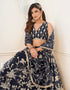 Designer Wedding Wear Heavy Butterfly Net Lehenga Choli Collection Navy-Blue Butterfly Net Lehenga Choli Front View