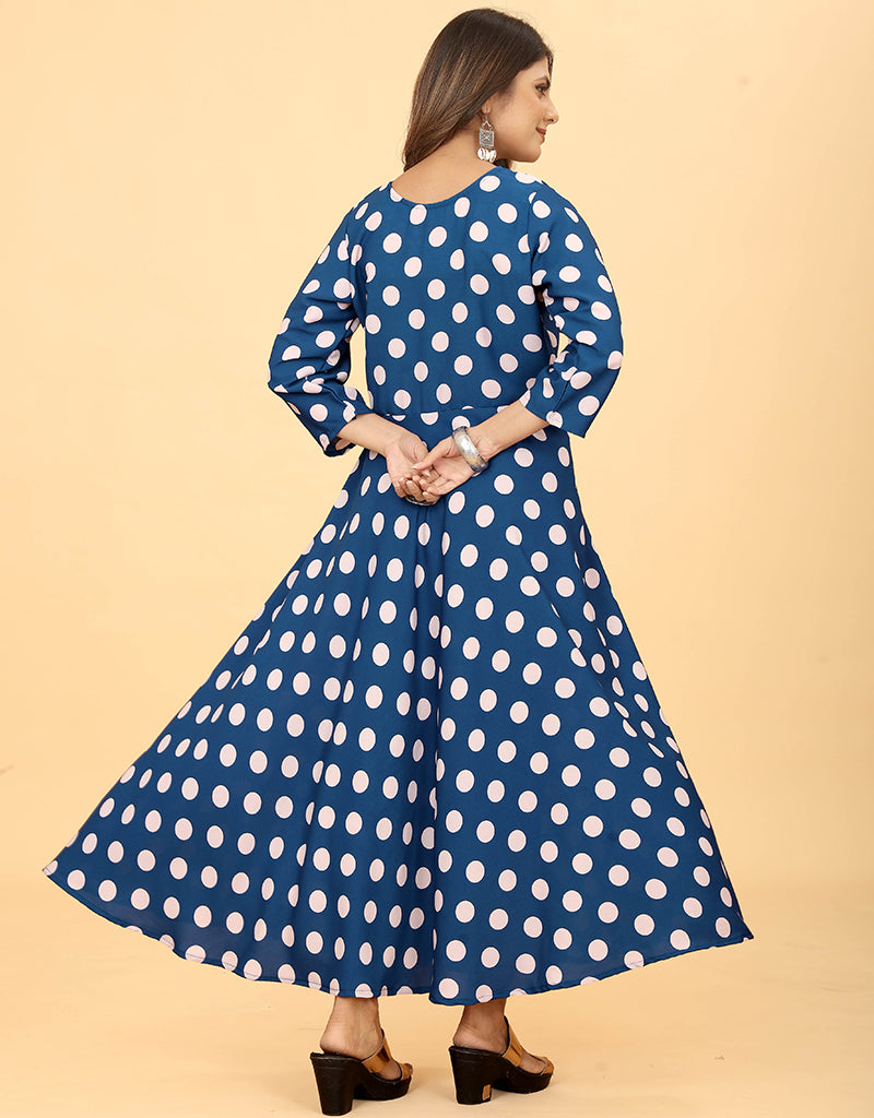 Blue Designer Function Wear Heavy Readymade Gown