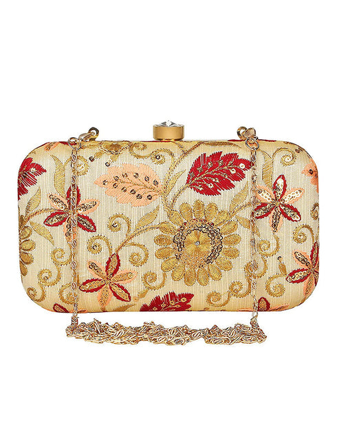 White Designer Printed Heavy Clutches-Accessories
