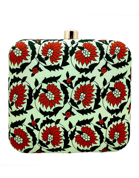 Beige Designer Printed Heavy Clutches-Accessories
