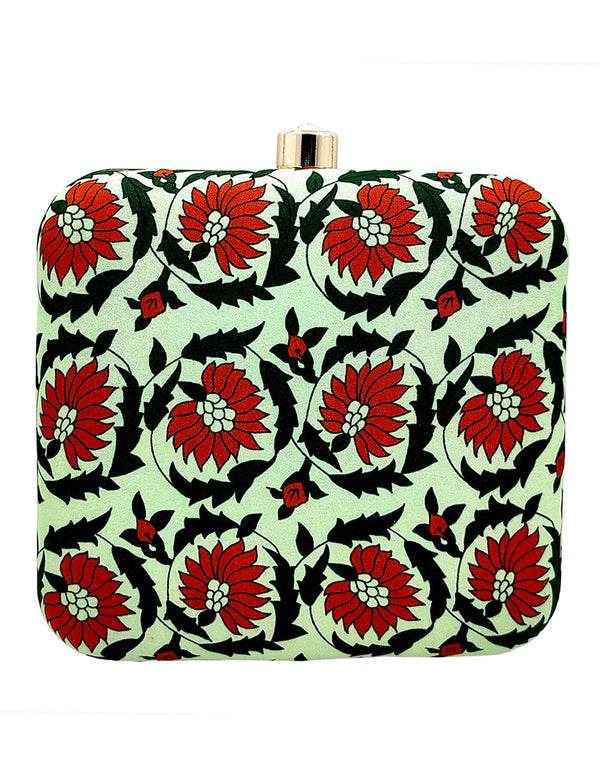 Beige Designer Printed Heavy Clutches-Accessories