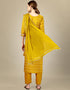 Traditional Function Wear Silk Blend Readymade Suit Collection Mustard Silk Blend Pant Straight Back View