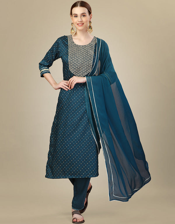 Traditional Function Wear Silk Blend Readymade Suit Collection Morpich Silk Blend Pant Straight Front View