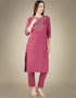 Traditional Function Wear Cotton Magic Slub Readymade Suit Collection Pink Cotton Magic Slub Pant Straight Back View
