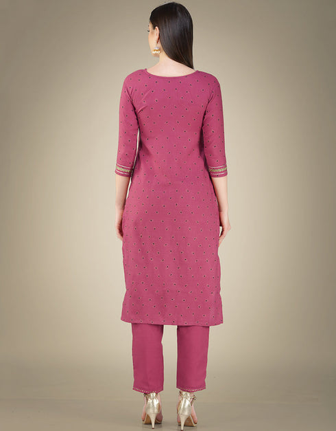 Traditional Function Wear Cotton Magic Slub Readymade Suit Collection Pink Cotton Magic Slub Pant Straight Side View