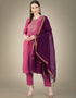 Traditional Function Wear Cotton Magic Slub Readymade Suit Collection Pink Cotton Magic Slub Pant Straight Front View