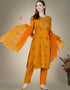 Traditional Function Wear Cotton Magic Slub Readymade Suit Collection Mustard Cotton Magic Slub Pant Straight Close-up View