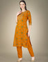 Traditional Function Wear Cotton Magic Slub Readymade Suit Collection Mustard Cotton Magic Slub Pant Straight Back View