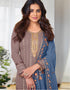 Designer Party Wear Salwar Suit Collection Mauve Georgette Pant Straight Close-up View