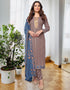 Designer Party Wear Salwar Suit Collection Mauve Georgette Pant Straight Front View
