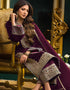Designer Party Wear Salwar Suit Collection Purple Velvet Pant Straight Close-up View