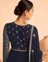 Traditional Function Wear Georgette Salwar Suit Collection Navy Blue Georgette Pant Anarkali Close-up View