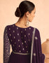 Traditional Function Wear Georgette Salwar Suit Collection Purple Georgette Pant Anarkali Close-up View