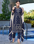 Traditional Function Wear Salwar Suit Collection Navy Bule Heavy Georgette Pant Straight Front View