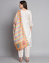 Traditional Function Wear Readymade Suit Collection White Cotton Silk Pant Straight Back View