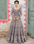 Traditional Function Wear Gown With Dupatta Collection Purple Heavy Butterfly Net Gown Front View