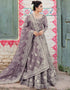 Traditional Function Wear Gown With Dupatta Collection Purple Heavy Butterfly Net Gown Close-up View