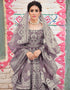 Traditional Function Wear Gown With Dupatta Collection Purple Heavy Butterfly Net Gown Back View