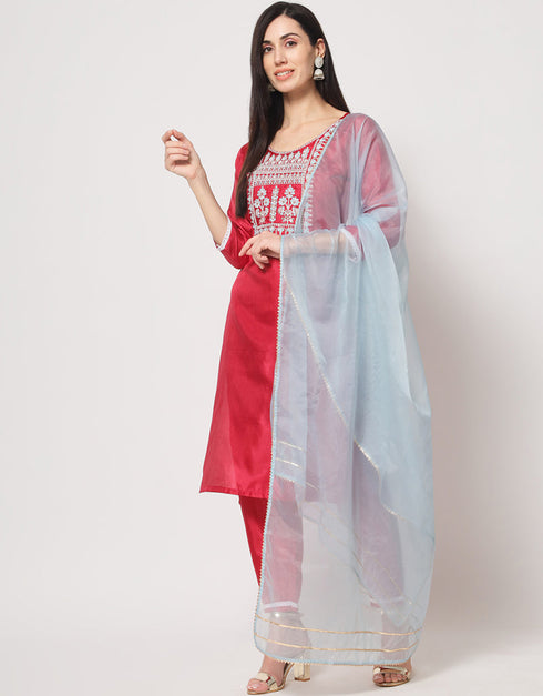 Traditional Function Wear South Silk Readymade Suit Collection Pink South Silk Pant Straight Close-up View