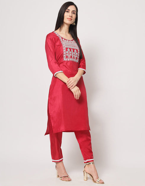 Traditional Function Wear South Silk Readymade Suit Collection Pink South Silk Pant Straight Back View